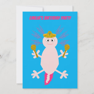 Invitación Día de la Muerte Mexicana Axolotl Fiesta de Cumple