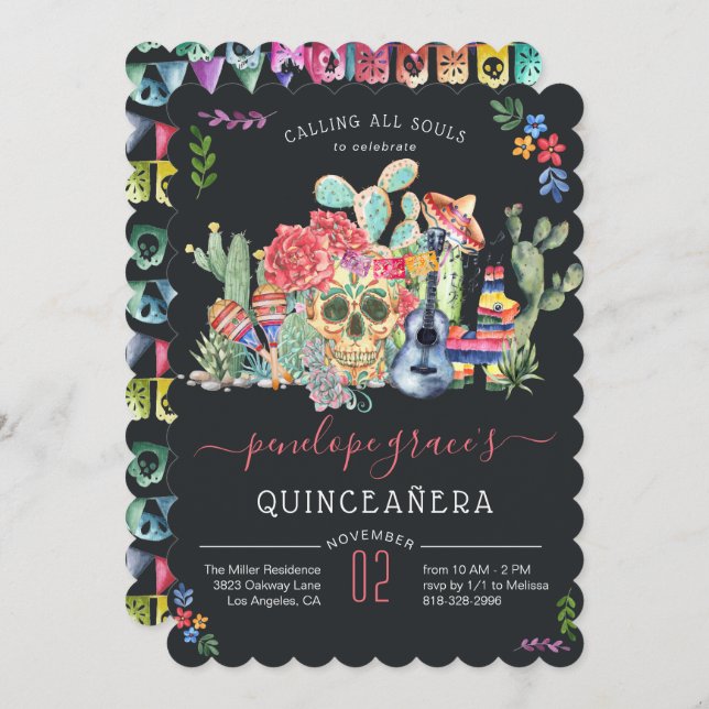 Invitación Día de la Quinceañera Muerta (Anverso / Reverso)