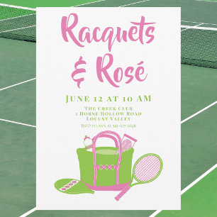 Invitación Día de las Damas de Preppy Fiesta de Tenis Racquet
