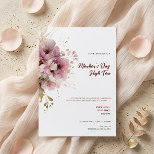 Invitación Día de las Madres Té Alto Floral Elegan