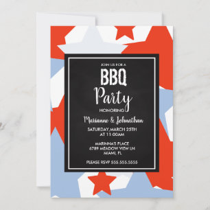 Invitación Día de los Caídos Estrellas Parrillada Fiesta a la