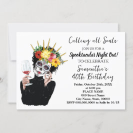 Invitación Día de los Chicas Muertos Noche fuera Cumpleaños d