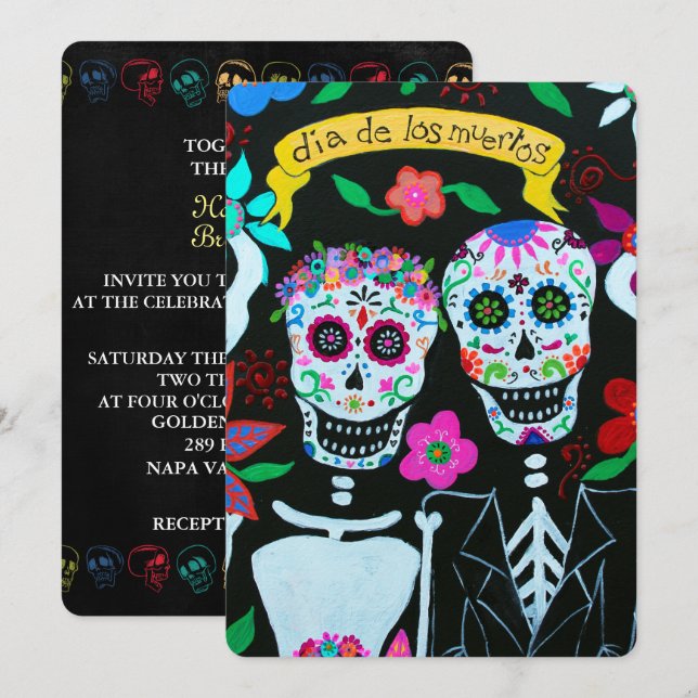 INVITACIÓN DIA DE LOS MUERTOS AMA A LA PAREJA BODA (Anverso / Reverso)