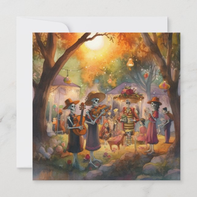 Invitación "Dia de los Muertos", armonía en el cementerio (Anverso)