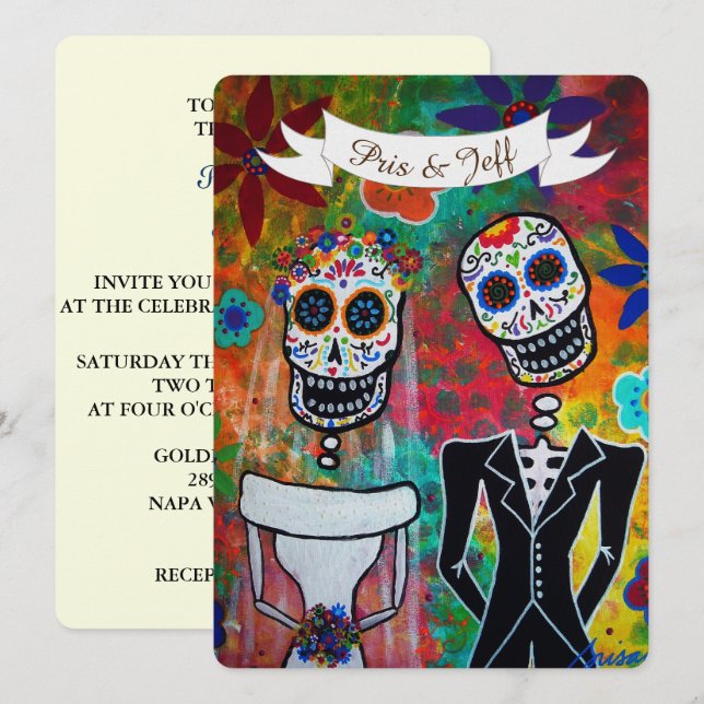 INVITACIÓN DIA DE LOS MUERTOS BODA (Anverso / Reverso)