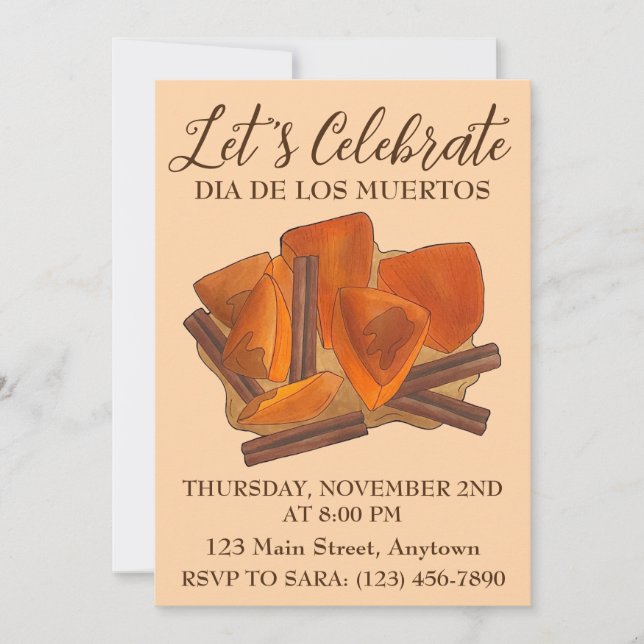 Invitación Dia De Los Muertos Calabaza Mexicana en Tacha Food (Anverso)