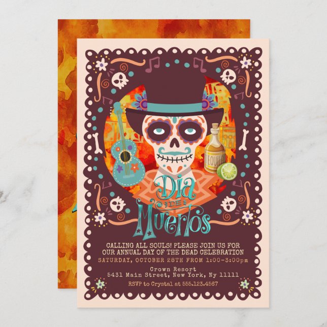 Invitación Día de los Muertos, Calaveras de Azúcar (Anverso / Reverso)