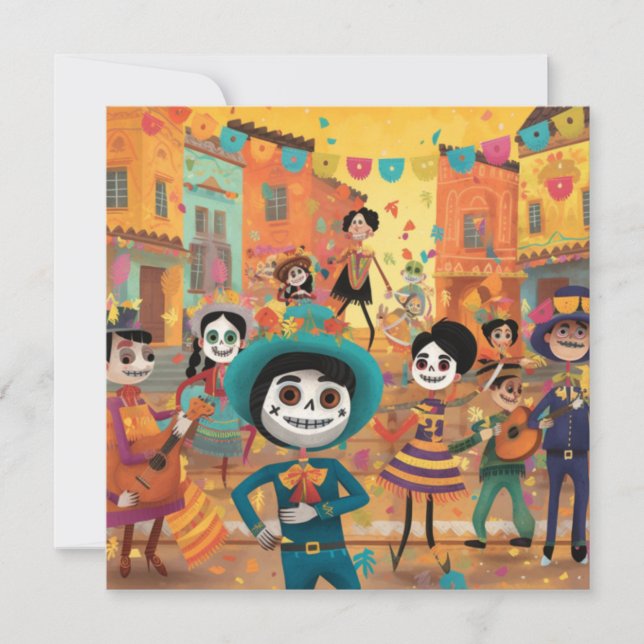 Invitación Dia de los Muertos, Danza del Papel Mâché (Anverso)