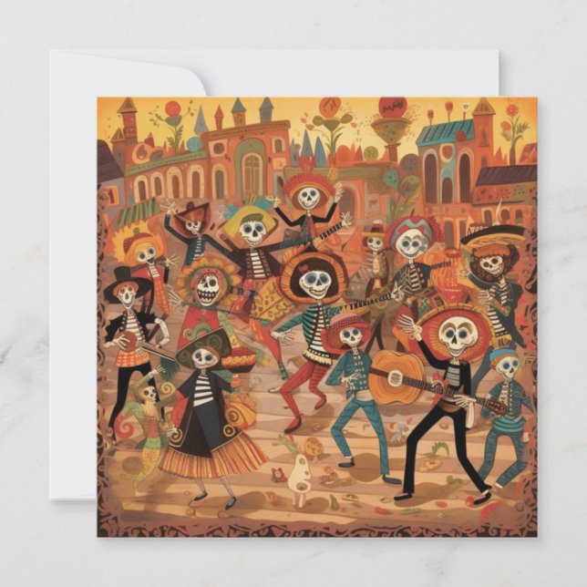 Invitación Dia de los Muertos, "Desfile de la Fiesta del Skel (Anverso)