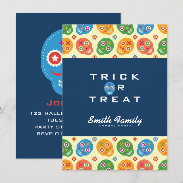 Invitación Dia De Los Muertos. Día de los Muertos. Calaveras  (Anverso / Reverso)