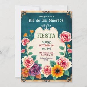 Invitación 💀🎉Día de los Muertos Dorado y Desaparecido:
