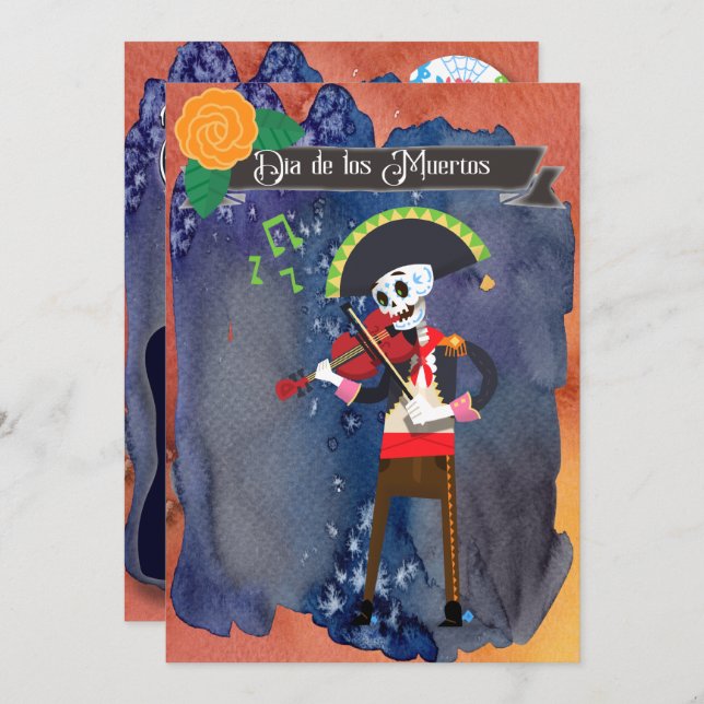 Invitación Día de los Muertos Fiesta Celebra (Anverso / Reverso)