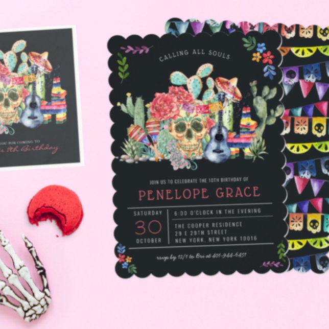 Invitación Día de los Muertos Fiesta de Cumpleaños con Calave (Subido por el creador)