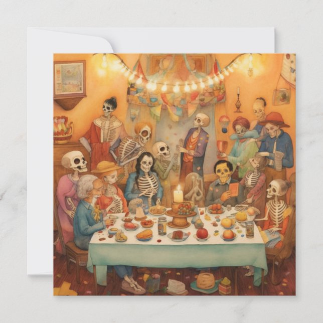 Invitación "Día de los Muertos", Fiesta de Recuerdo Familiar (Anverso)