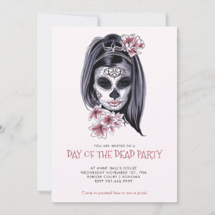 Invitación Dia De Los Muertos Fiesta Rubor Pink