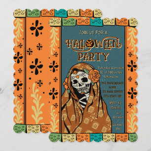 Invitación Día De Los Muertos Halloween Calavera De Azúcar Ar