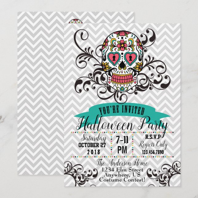 Invitación Dia de los Muertos Invitation (Anverso / Reverso)
