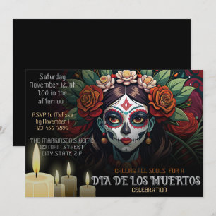 Invitación Día De Los Muertos La Catrina Arte Floral