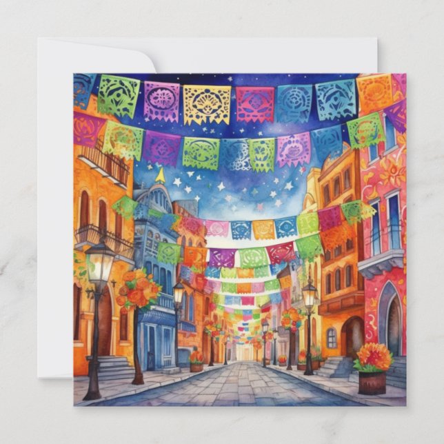 Invitación "Dia de los Muertos", muestra Papel Picado (Anverso)