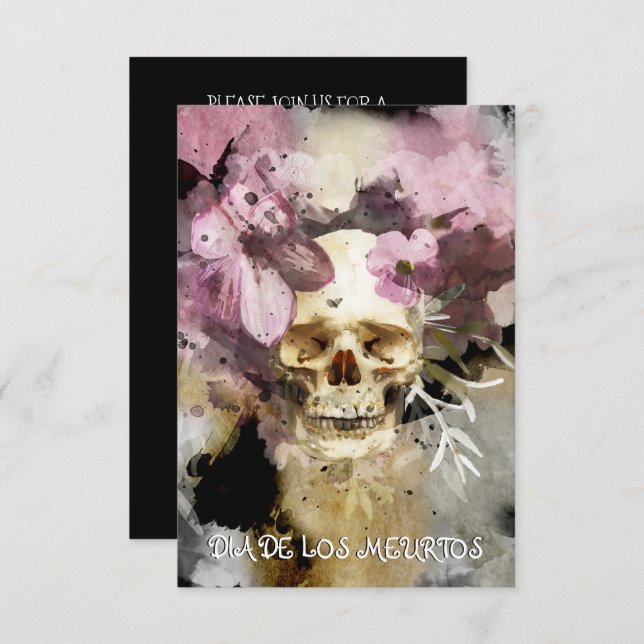 Invitación Día de los Muertos o Día del Fiesta Muerto (Anverso / Reverso)