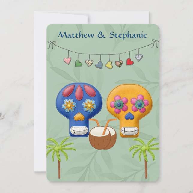 INVITACIÓN DIA DE LOS MUERTOS PLAYA BODA (Anverso)