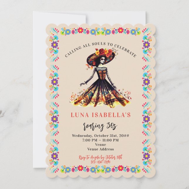 Invitación Día de los muertos por la caída del azúcar (Anverso)