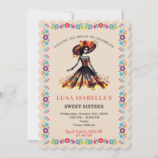 Invitación Día de los muertos por la caída del azúcar (Anverso)