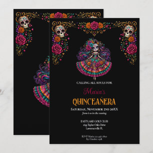 Invitación Día de los Muertos Quinceañera con Tema de Calaver