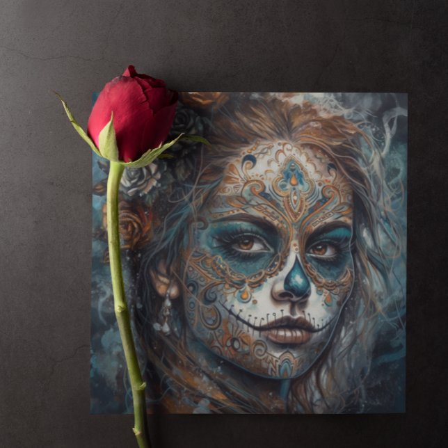 Invitación Día de los Muertos rostro pintado de turquesa (Subido por el creador)