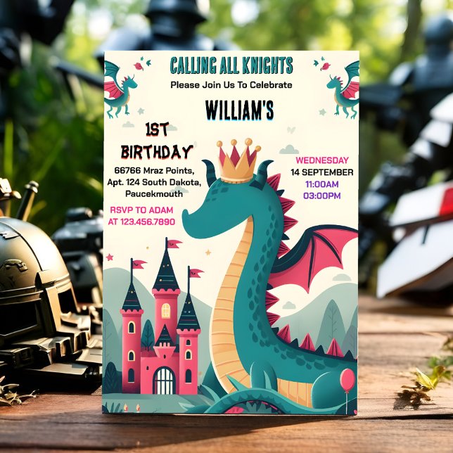 Invitación Día de los Niños Héroes Niños Chicas Dragón Primer (Subido por el creador)