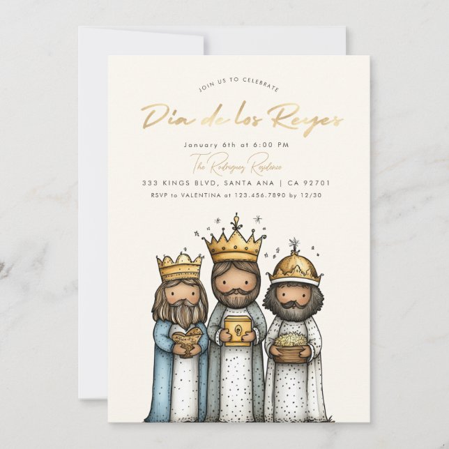 Invitación Día De Los Reyes Mexicanos 3 Fiestas del Día de lo (Anverso)