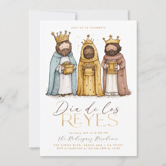 Invitación Día De Los Reyes Mexicanos 3 Fiestas del Día de lo (Anverso)