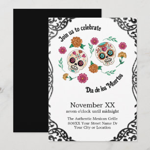 Invitación Día de Muertos Calaveras de Azúcar y Flores