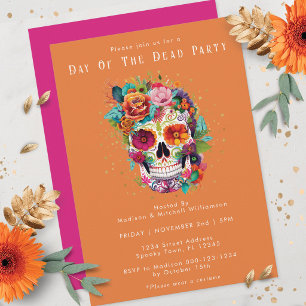 Invitación Día de Muertos Cráneo de Azúcar Mexicano Todas las
