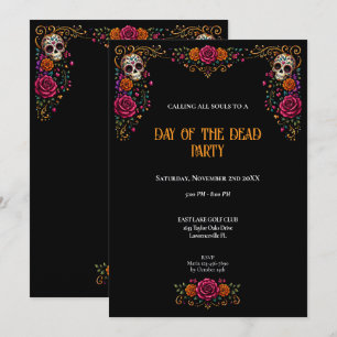 Invitación Día de Muertos Fiesta de Calaveras de Azúcar