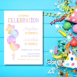 Invitación Día De Nacimiento Conjunto De Globos Luminosos Y C