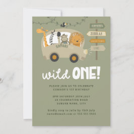 Invitación Día de Nacimiento de los Animales Salvajes Verdes 