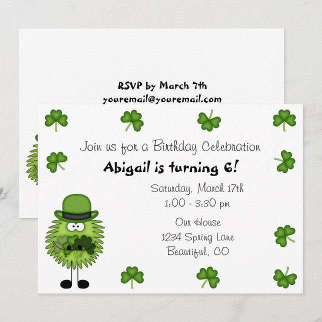 Invitación Día de San Patricio (Anverso / Reverso)