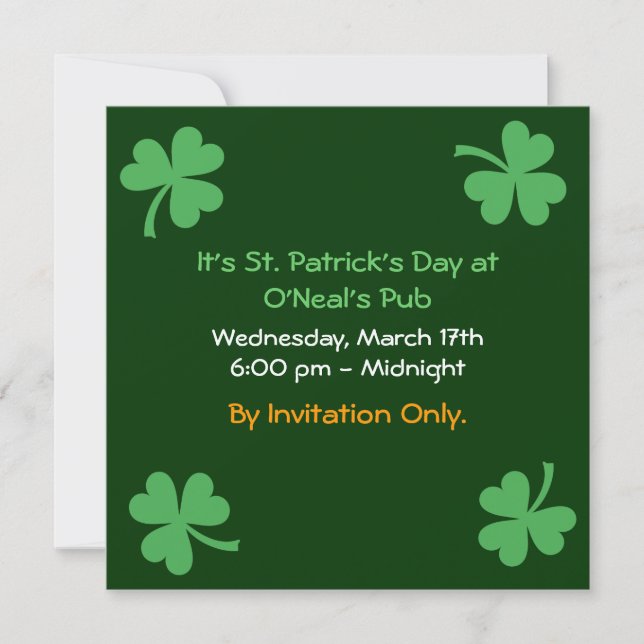 Invitación Día de San Patricio (Anverso)