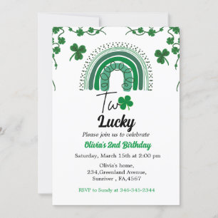 Invitación Día de San Patricio 2.º fiesta de cumpleaños 2 afo