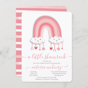 Invitación Día de San Patricio Arcoiris Shamrock Baby Shower 