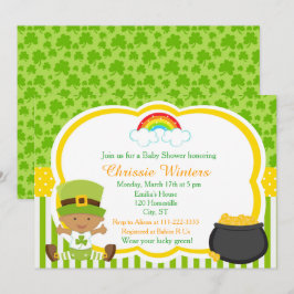 Invitación Día de San Patricio Baby Shower afroamericano