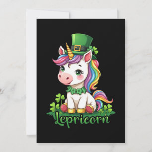 Invitación Día de San Patricio Chicas de unicornio Cute Saint