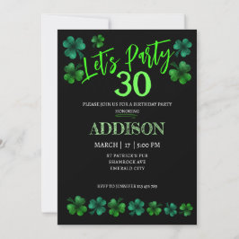 Invitación Día de San Patricio Cumpleaños Lets fiesta shamroc