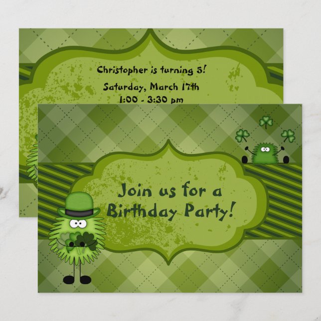 Invitación Día de San Patricio de los irlandeses (Anverso / Reverso)