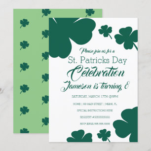 Invitación Día de San Patricio Decoración Verde de Trébol