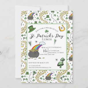 Invitación Día de San Patricio Oro Almuerzo