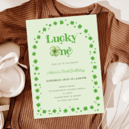 Invitación Día de San Patricio Shamrock Lucky One 1er cumplea