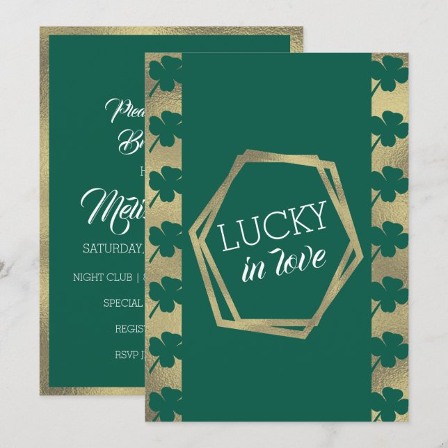 Invitación Día de San Patricio Suerte Despedida de Soltera Ve (Anverso / Reverso)