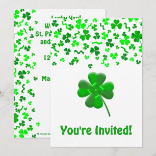 Invitación Día de San Patricio Tréboles Personalizados Planos